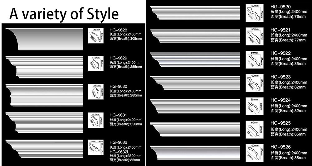 3 Polyurethane Mouldings Cornice Trim